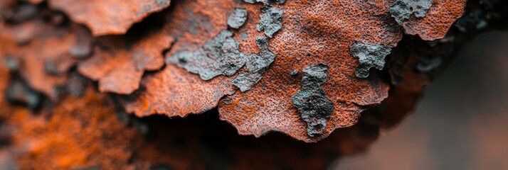 Obraz premium Close-up of orange-brown tree bark with black spots