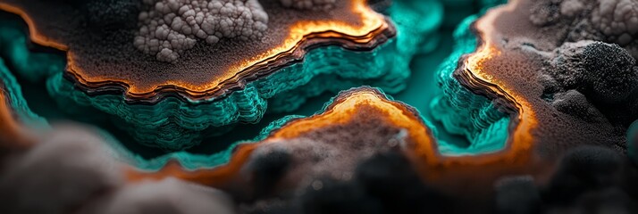 Fototapeta premium A detailed shot of an art piece's glass-like surface, showcasing vibrant orange and green highlights