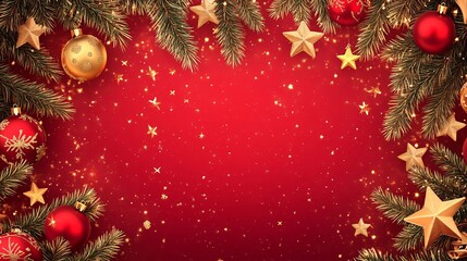 A Beautiful Red and Gold Christmas Celebration Background