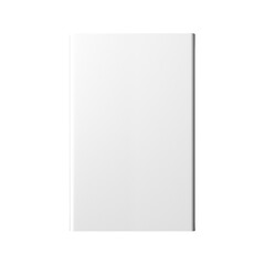 Blank white notebook resting on a surface, ready for creative writing or artwork in a well-lit environment