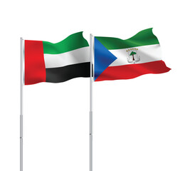 UAE,Equatorial Guinea flags together on pole