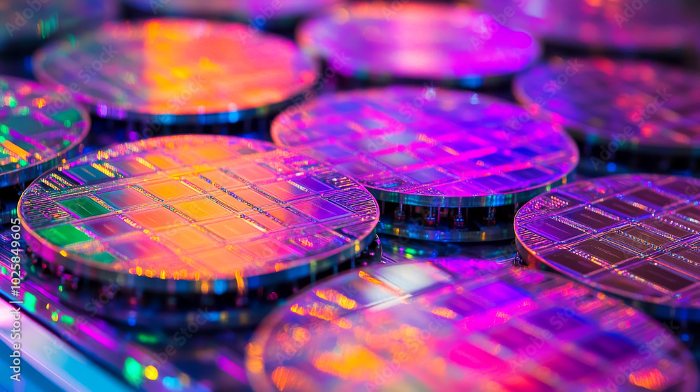 Poster electronic factories make tiny computer chips from silicon wafers. these wafers are round and have m