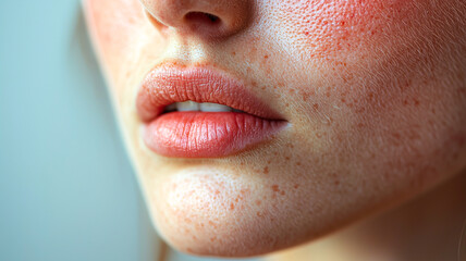 Fototapeta premium Rosacea-Affected Skin on Female, Redness and Visible Veins.