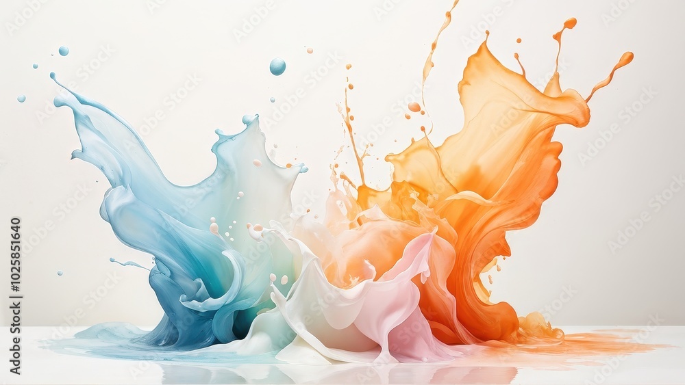 Aufkleber Colorful splashes of paint creating an artistic and dynamic visual effect.