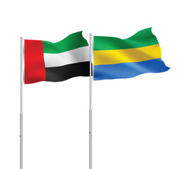 UAE,Gabon flags together on pole