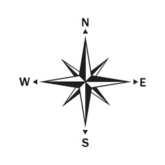 Vector compass rose with North, South, East and West indicated