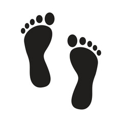 Black silhouette of footprint. Human footprint track. Footprint clip. Vector illustration.