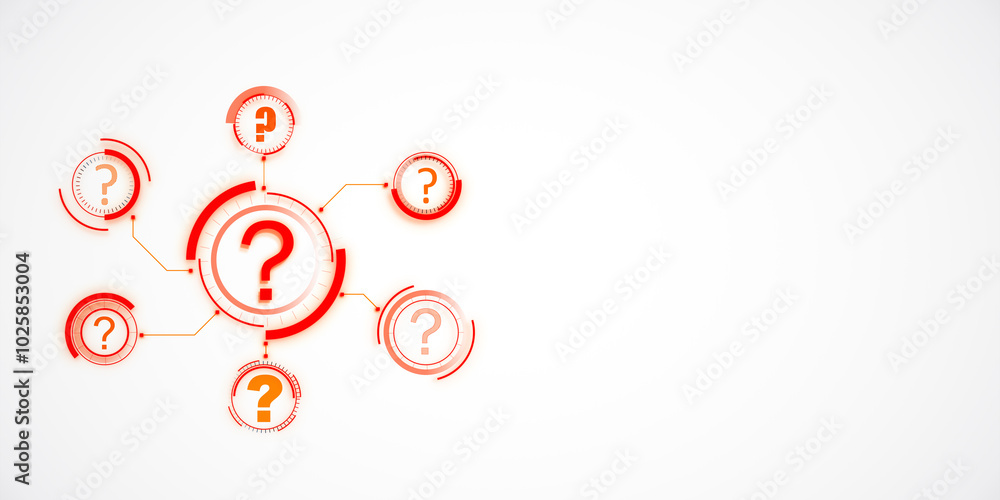 Aufkleber question mark network illustration. 3d rendering