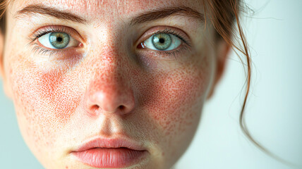 Woman with Lupus Displaying Butterfly Rash on Cheeks and Nose.