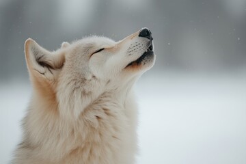 Obraz premium A photo of a beautiful wolf howling 