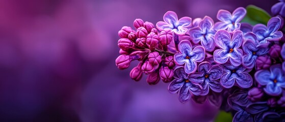  A cluster of violets atop a verdant plant against a murky purple backdrop
