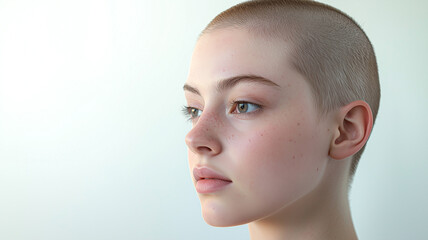 Young Woman with Alopecia, Highlighting Hair Loss on Her Scalp.