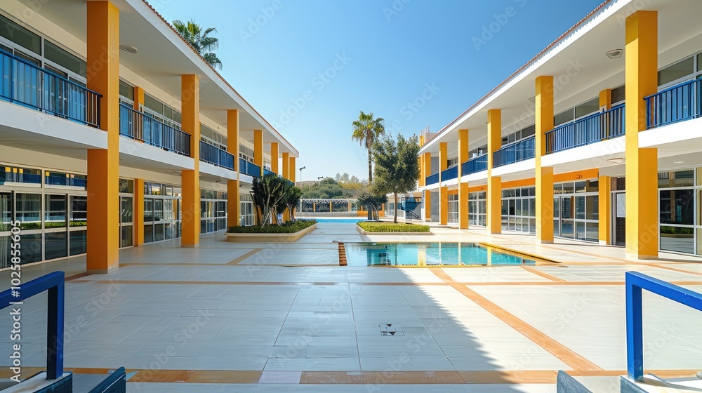 Aufkleber the architectural exterior design features a light yellow and white color scheme, with double-cream 