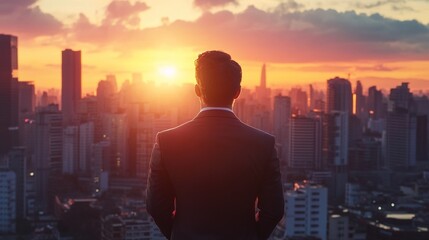 Superhero Businessmen Cityscape Team