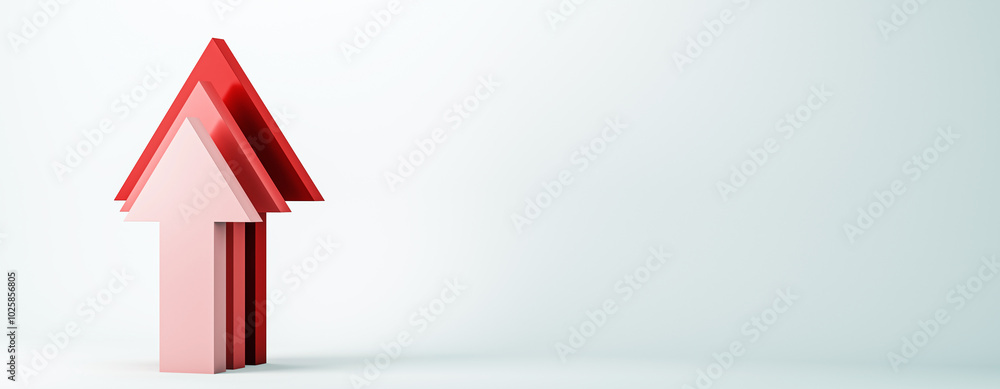 Aufkleber 3d upward arrows symbolizing success in business concept. 3d rendering