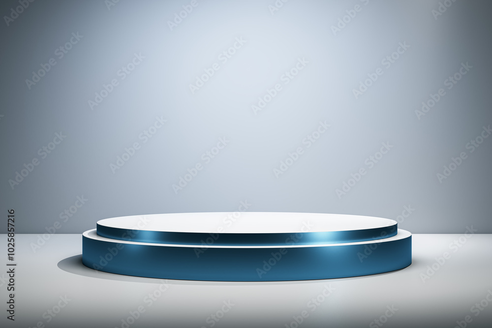 Poster modern circular podium on clean background for presentations and exhibitions. 3d rendering