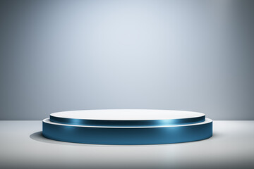 Modern circular podium on clean background for presentations and exhibitions. 3D Rendering
