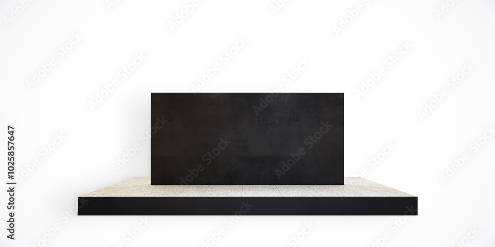 Poster Minimalist display on a white background. 3D Rendering