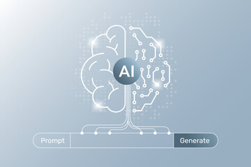 Abstract stream information. Generate image, video from prompt. Big data, technology, AI, data transfer, data flow, generative ai, large language model, ai brain concept