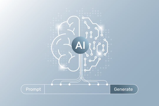 Abstract stream information. Generate image, video from prompt. Big data, technology, AI, data transfer, data flow, generative ai, large language model, ai brain concept
