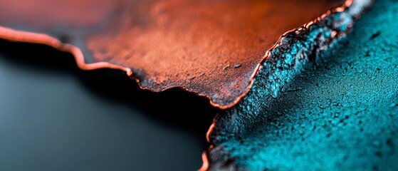 Obraz premium A tight shot of a metallic object resembling wood, adorned with water droplets on its surface