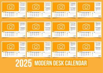 2025 Clean and Modern Desk Calendar Template - Vector Table and Desktop Calendar Design