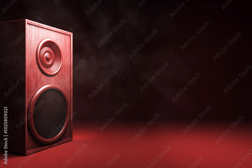 Poster speaker on a dark background showcasing modern design and sound equipment. 3d rendering