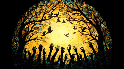 Papercut artwork of hands reaching out in support of victims of violence