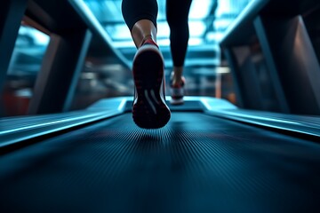 Woman running on treadmill