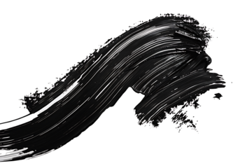 black colored pain stroke isolated on transparent background