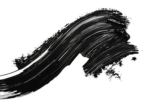 black colored pain stroke isolated on transparent background - Powered by Adobe