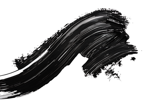 black colored pain stroke isolated on transparent background