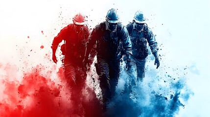 Watercolor painting of a diverse workforce collaborating on a project