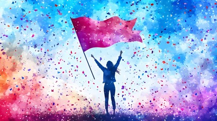 Vector illustration of a celebration event honoring workers from all sectors