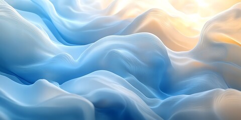Obraz premium Soft, flowing waves of blue and cream colors.
