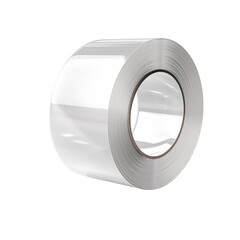 Clear adhesive tape roll placed on a plain background showcasing its smooth texture and seamless design for various practical uses