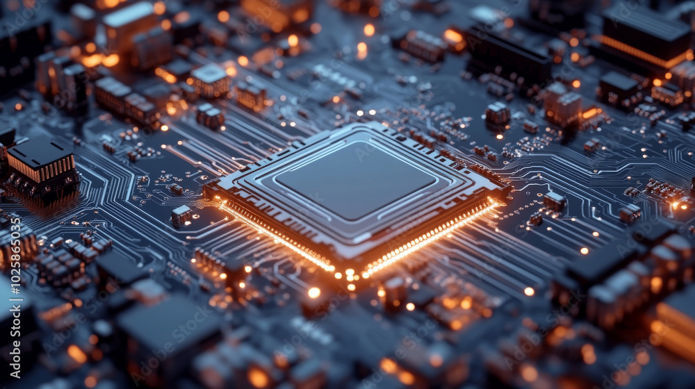 Poster a quantum computer uses a new way of thinking about computing. this image shows a futuristic compute