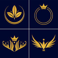 Set of golden Vector Art, Gold Gradient Vector Design Elements