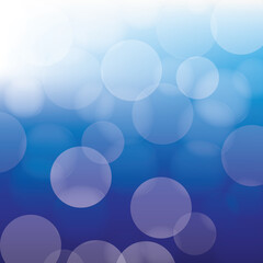 The background image has a blue tone with white circular bokeh