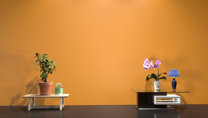 Decorated wall art frame mockup and background