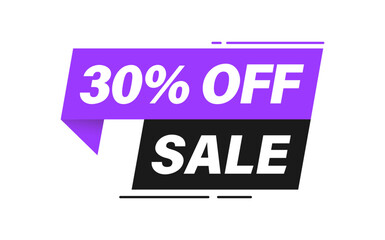 Discount offer tag badge. Sale promotion label with 30 percentage sign.