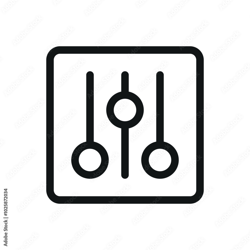 Poster mixing console isolated icon, sound mixer vector symbol with editable stroke