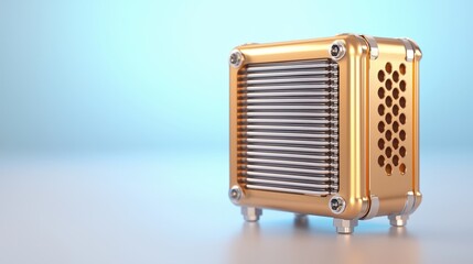A modern, sleek computer cooling system on a light blue background.