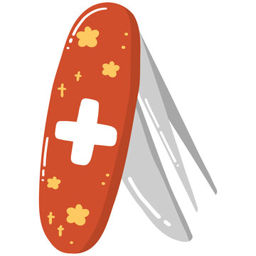 recommend clip art: Pocket knife camping illustration