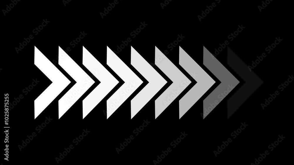 Poster animation of sweep arrow icon, upward and transparent with black background black swipe up pointing 