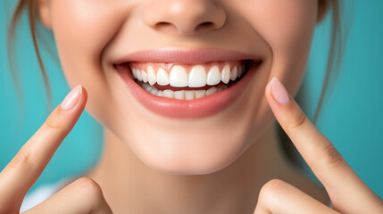 Obraz premium Joyful patient showing off a bright smile after a dental appointment in the clinic