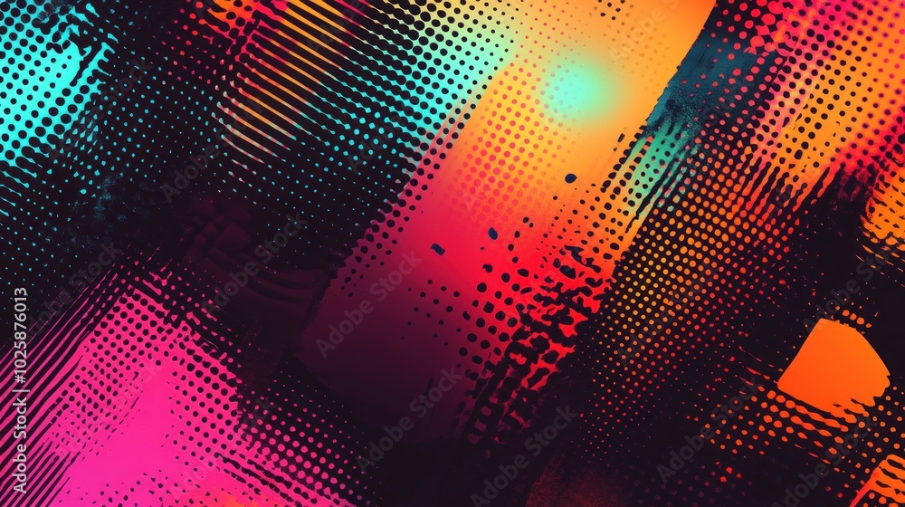 Aufkleber abstract vibrant design with a blend of colors and patterns.