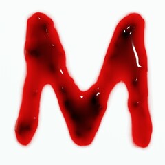 3d render of isolated blood or red wine alphabet letters top view.