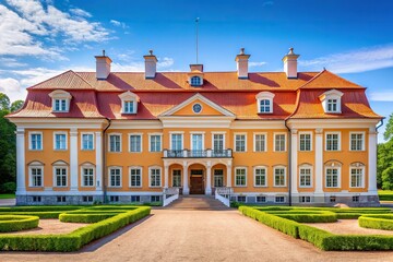 Obraz premium Close-up view of a charming auxiliary building near Verkiai Palace
