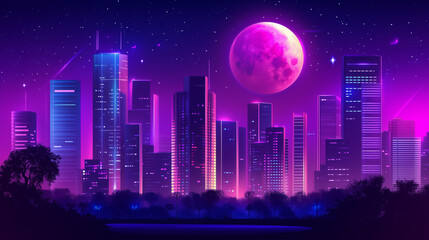 Naklejka premium city skyline at night